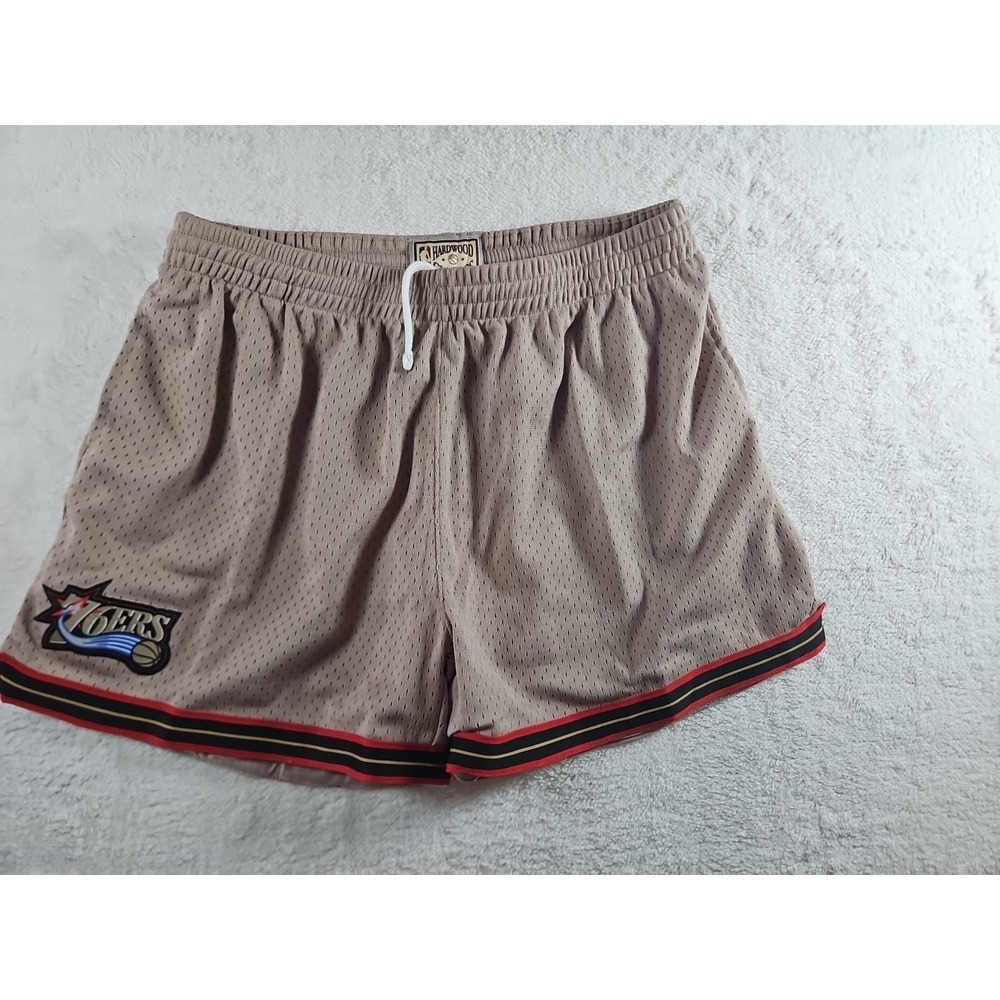 Mitchell and Ness Hardwood Classics 76ers Women's Gym Shorts Size 2XL Brn NWT